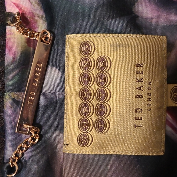 TED BAKER LONDON Women's Jacquard Floral Print Lace Purple Black Blazer size 2 - Picture 7 of 8